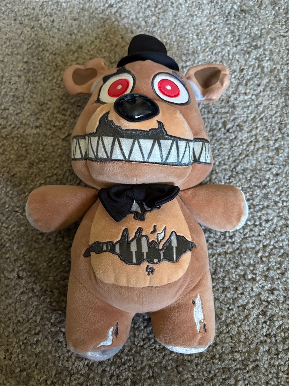 Five Nights Inspired. Fred  Brown Plush Bear Toy - Red Eyes